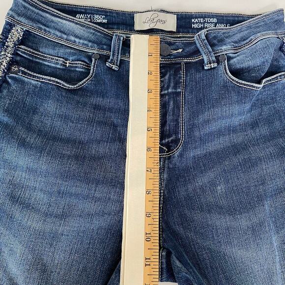 Lola Jeans Kate High Rise Ankle Jeans Size Leg Stripe Raw Hem 4 Way Stretch - Picture 15 of 16